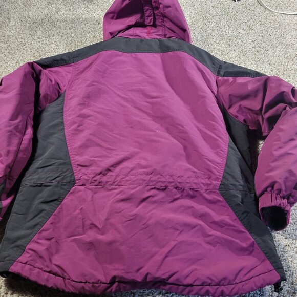 Vintage LL Bean Jacket Womens Large Petite PPurple Insulated Hooded Flaw* - Picture 7 of 7